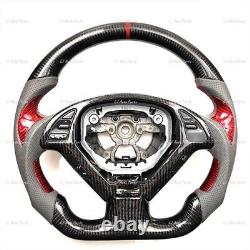 BLACK CARBON FIBER Steering Wheel FOR INFINITI G37G25 RED THUMBGRIPS /ACCENT