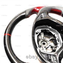 BLACK CARBON FIBER Steering Wheel FOR INFINITI G37G25 RED THUMBGRIPS /ACCENT