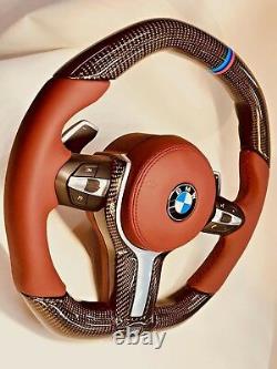 BMW G11 G12 G30 G32 G01 G02 G05 Carbon Fiber & Leather Steering Wheel Tan New