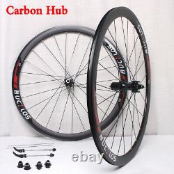 BUCKLOS 700C Bicycle Wheels Carbon/Aluminum Hub Clincher Road Racing Bike Rim QR