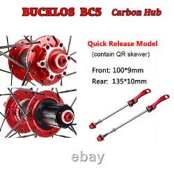 BUCKLOS QR 26/27.5/29 MTB Wheels Carbon Hub Disc Front Rear Bike Clincher Rim