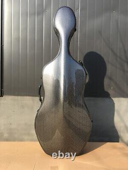 Black Advance Cello Case 4/4 Carbon Fiber Cello Box 2 wheels Strong Light