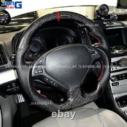 Black Carbon Fiber Sport Steering Wheel For infiniti 08-15 G37 G37X Sedan Coupe