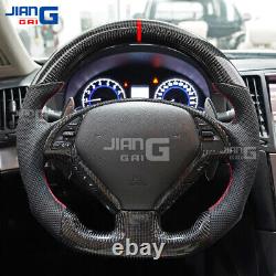 Black Carbon Fiber Sport Steering Wheel For infiniti 08-15 G37 G37X Sedan Coupe