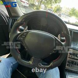Black Carbon Fiber Sport Steering Wheel For infiniti 08-15 G37 G37X Sedan Coupe