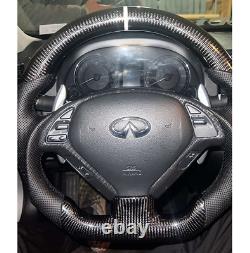 Black Carbon Fiber Sport Steering Wheel For infiniti 08-15 G37 G37X Sedan Coupe