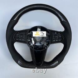 Black Leather Carbon Fiber Steering Wheel Fit for Acura 2019-2024 RDX