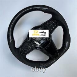 Black Leather Carbon Fiber Steering Wheel Fit for Acura 2019-2024 RDX