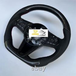 Black Leather Carbon Fiber Steering Wheel Fit for Acura 2019-2024 RDX