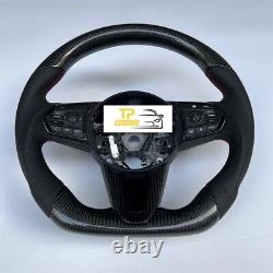 Black Leather Carbon Fiber Steering Wheel Fit for Acura 2019-2024 RDX