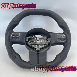 Black Leather Carbon Fiber Steering Wheel Fit for Jeep Wrangler JK 2011-2017