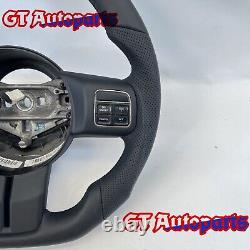 Black Leather Carbon Fiber Steering Wheel Fit for Jeep Wrangler JK 2011-2017