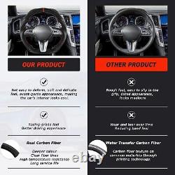 Black Real Carbon Fiber Steering Wheel For 2017-2022 INFINITI Q60 Red Stitch
