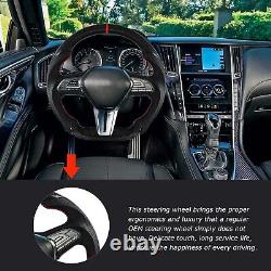 Black Real Carbon Fiber Steering Wheel For 2017-2022 INFINITI Q60 Red Stitch