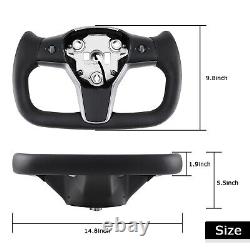 Black Yoke Steering Wheel For Tesla Model 3 & Y 2017-23 withHeated &Patches