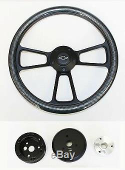 Blazer C10 C20 C30 S10 Chevy Truck Steering Wheel Carbon Fiber Black 14 Bowtie