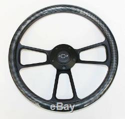 Blazer C/K Series S10 Chevy Truck Steering Wheel Carbon Fiber & Black 14 Bowtie