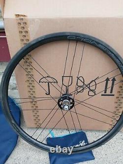 CAMPAGNOLO BORO WTO 33 REAR WHEEL QR 130mm RIM BRAKE DARK LABLE TUBELESS CAMPY