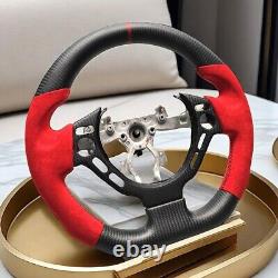 CARBON FIBER Steering Wheel FOR NISSAN GTR R35 RED ALCANTARA 09-16YEAR