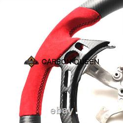 CARBON FIBER Steering Wheel FOR NISSAN GTR R35 RED ALCANTARA 09-16YEAR