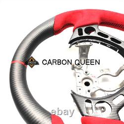 CARBON FIBER Steering Wheel FOR NISSAN GTR R35 RED ALCANTARA 09-16YEAR