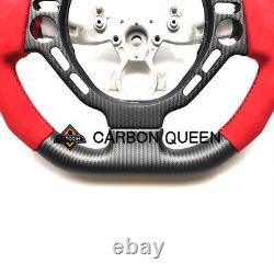 CARBON FIBER Steering Wheel FOR NISSAN GTR R35 RED ALCANTARA 09-16YEAR