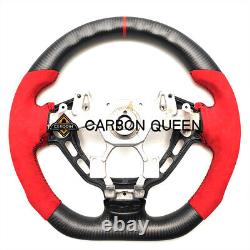 CARBON FIBER Steering Wheel FOR NISSAN GTR R35 RED ALCANTARA 09-16YEAR