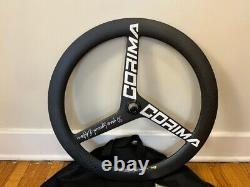 CORIMA 3 SPOKES TT Front Wheel Clincher Carbon Fibre Cycling Racing White