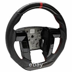 CUSTOM REAL CARBON FIBER For 2009-2014 Ford F150 Steering Wheel WithBlack Leather