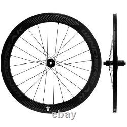 Carbon Disc Brake Wheelset 60mm Road Bike Clincher Thru Axle/QR Bicycle Wheels