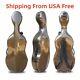 Carbon Fiber 4/4 Cello Case Embedded Handle Strong Case Brown Wheels Advance