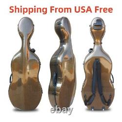 Carbon Fiber 4/4 Cello Case Embedded Handle Strong Case Brown Wheels Advance