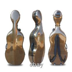 Carbon Fiber 4/4 Cello Case Embedded Handle Strong Case Brown Wheels Advance