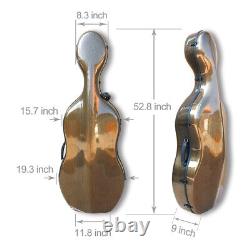 Carbon Fiber 4/4 Cello Case Embedded Handle Strong Case Brown Wheels Advance