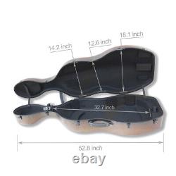 Carbon Fiber 4/4 Cello Case Embedded Handle Strong Case Brown Wheels Advance