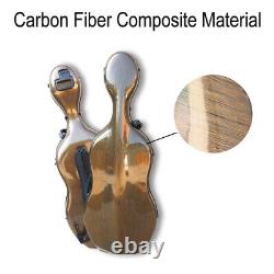 Carbon Fiber 4/4 Cello Case Embedded Handle Strong Case Brown Wheels Advance