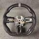 Carbon Fiber Black Leather White Center Strip Steering Wheel for Ford Mustang