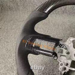 Carbon Fiber Black Leather White Center Strip Steering Wheel for Ford Mustang