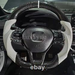 Carbon Fiber Customized steering wheel For 2018-2021 Honda 10th White leather