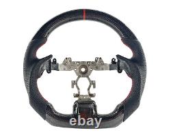 Carbon Fiber Flat Bottom Steering Wheel Black Leather For Infiniti G37 2008-2013