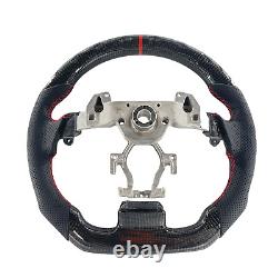 Carbon Fiber Flat Bottom Steering Wheel Black Leather For Infiniti G37 2008-2013