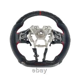 Carbon Fiber Flat Bottom Steering Wheel Black Leather For Infiniti Q60 2018-2022