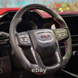 Carbon Fiber Flat Bottom Steering Wheel for GMC Sierra 2019+ withPaddles Heated