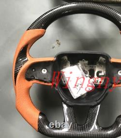 Carbon Fiber Flat Sport Preforated Steering Wheel for Dodge Charger ChallengerGT
