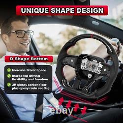Carbon Fiber Flat Sport Steering Wheel For Dodge Challenger Charger SRT Durango