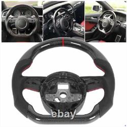 Carbon Fiber Flat Sport Steering Wheel for Audi S3 S4 S5 RS3 RS4 RS5 RS6 RS7 RS