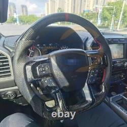 Carbon Fiber Hetaed Steering Wheel Fit Ford F150 F250 Raptor 2015+ withPaddles