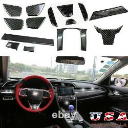 Carbon Fiber Interior Full Cover Decor Trim For 2016-2020 Honda Civic 10th Gen