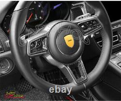 Carbon Fiber Interior Steering Wheel Cover Trim For Porsche 718 Boxster Macan