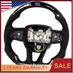 Carbon Fiber LED Flat Sport Steering Wheel No Heated For Chrysler 300 2015-2022
